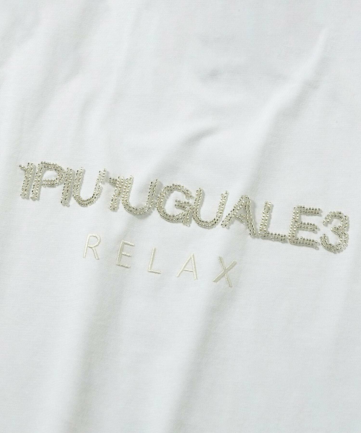 (M)1PIU1UGUALE3 RELAX/UST-24008 ビーズロゴ半袖Tシャツ